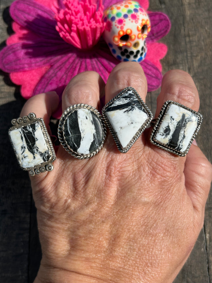 Single Stone White Buffalo Rings