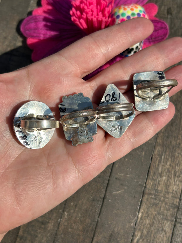 Single Stone White Buffalo Rings