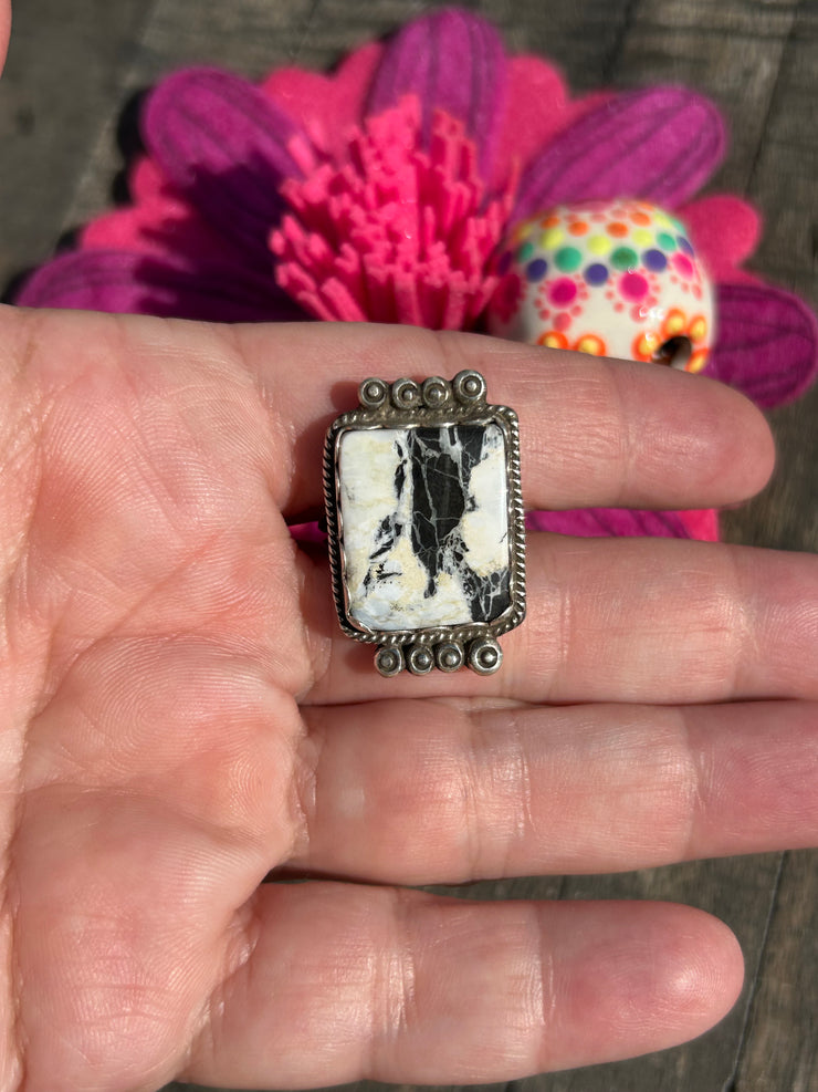 Single Stone White Buffalo Rings