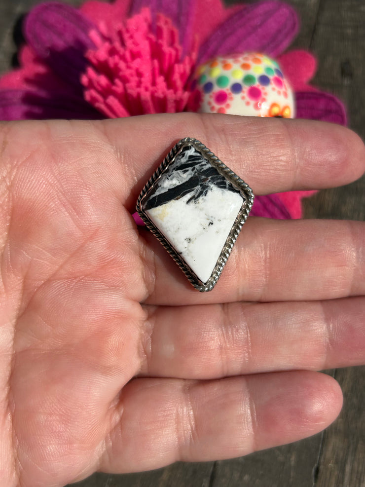 Single Stone White Buffalo Rings