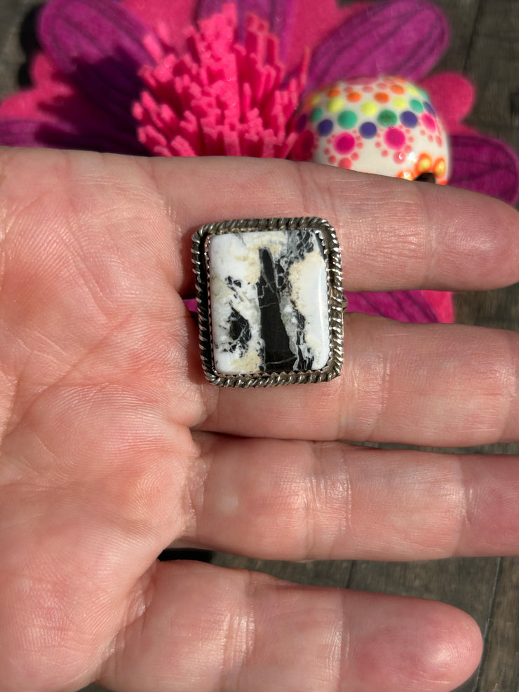 Single Stone White Buffalo Rings