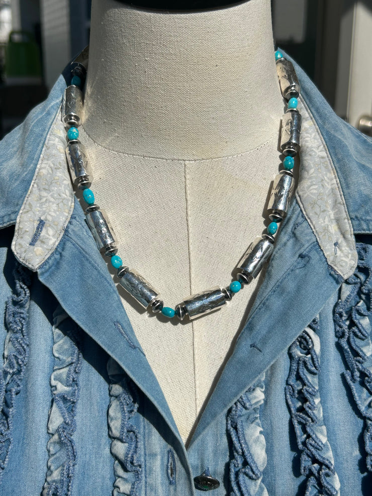 20" Stamped Drum Bead Necklace -B