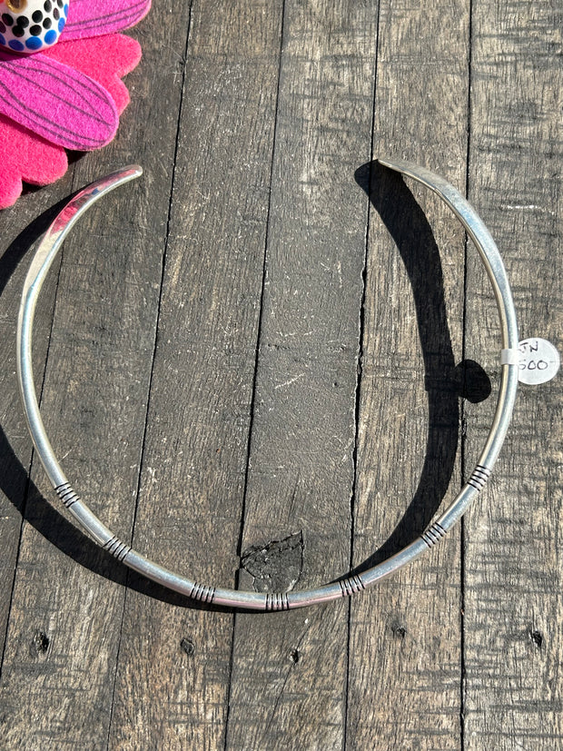 Sterling Stamped Collar Necklace- A