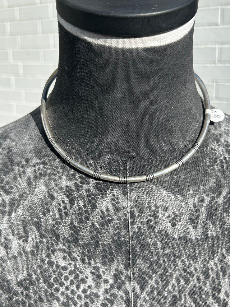 Sterling Stamped Collar Necklace- A