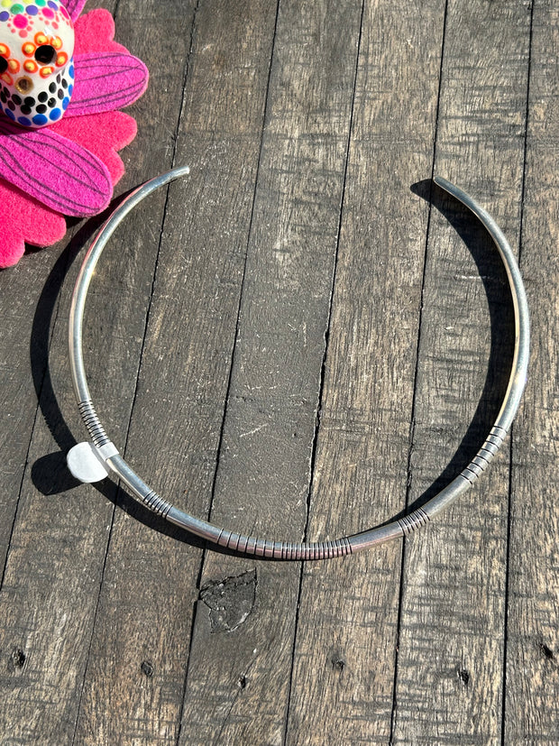 Sterling Stamped Collar Necklace- B