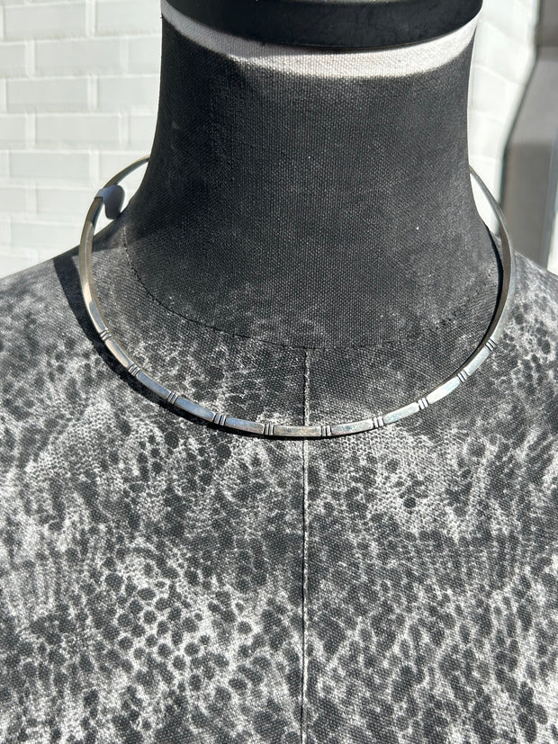 Sterling Stamped Collar Necklace- D