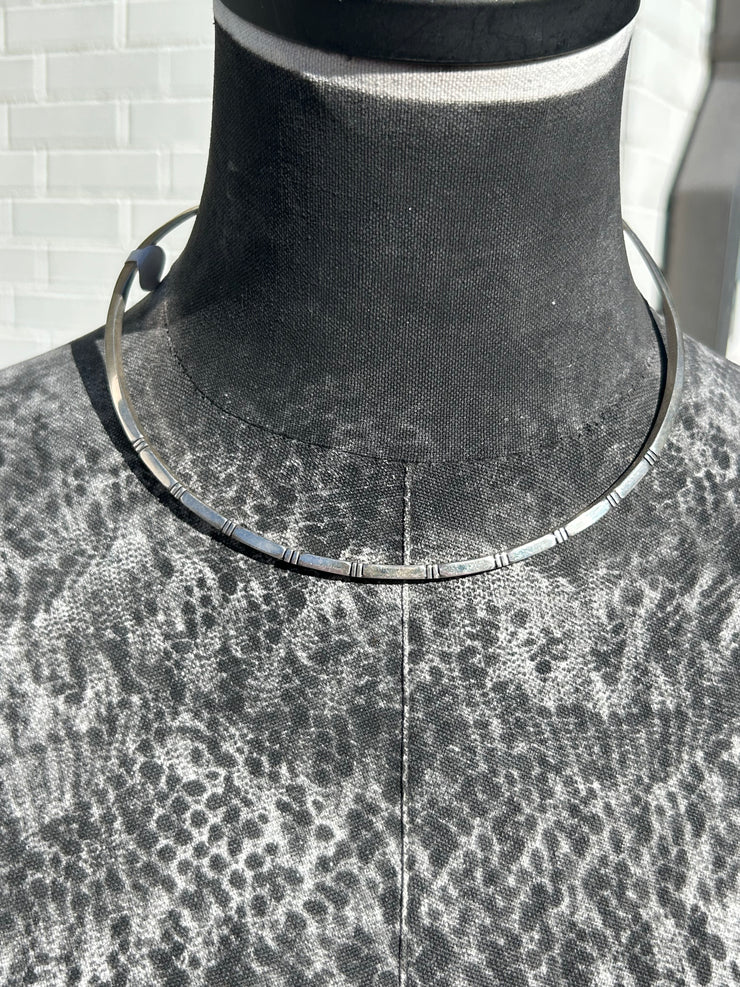 Sterling Stamped Collar Necklace- D