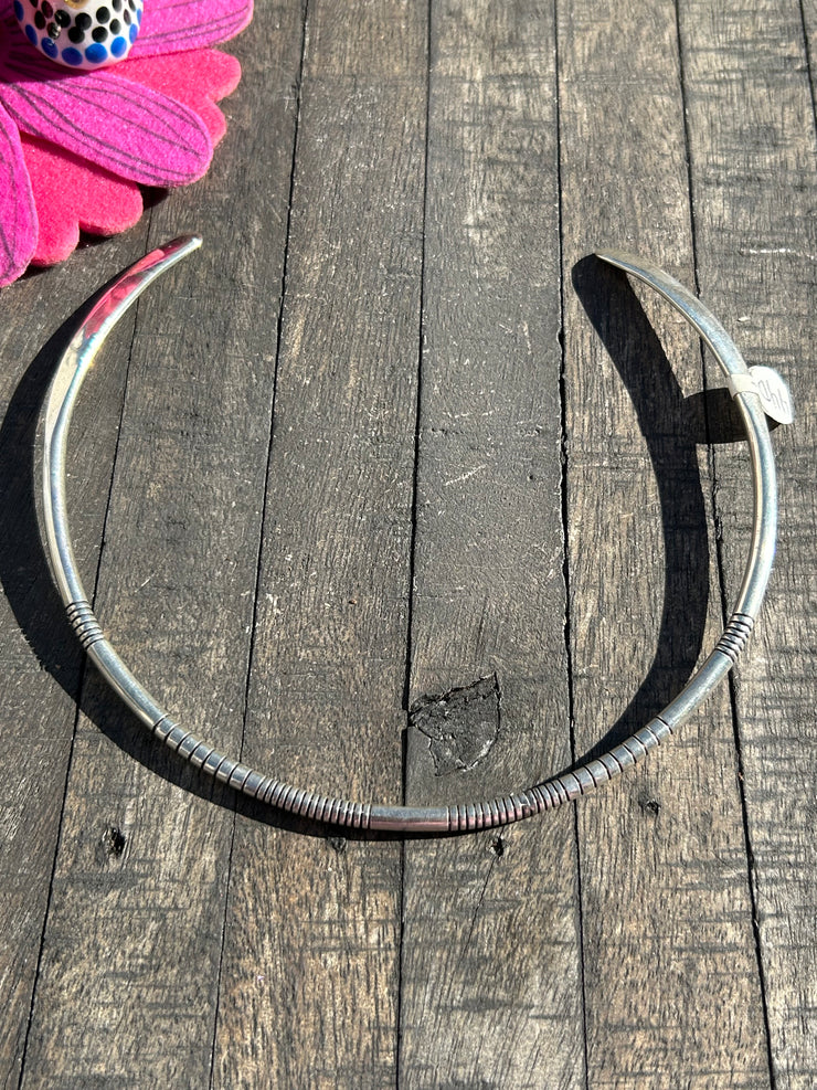 Sterling Stamped Collar Necklace- C