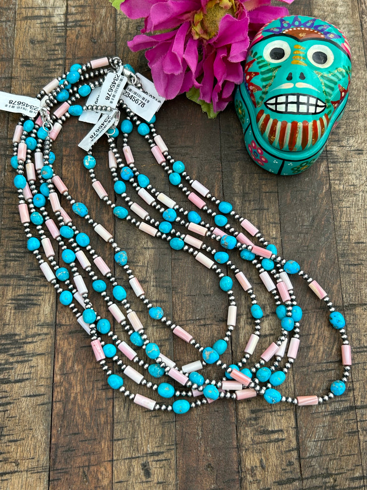 18" Kingman and "Cotton Candy" Necklace