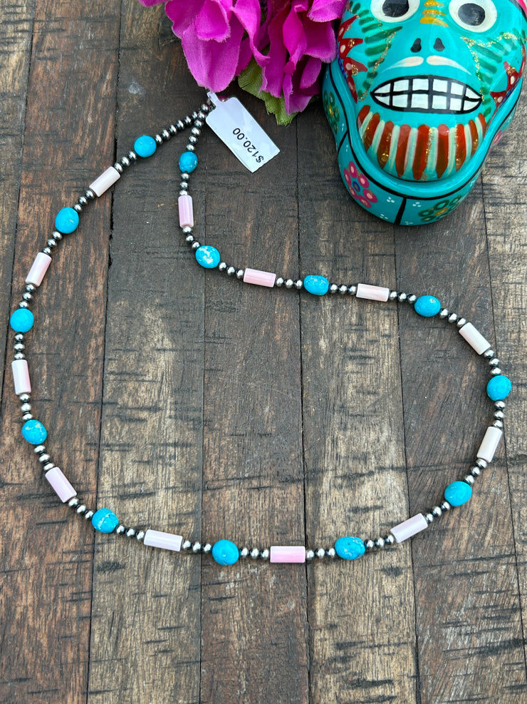 18" Kingman and "Cotton Candy" Necklace