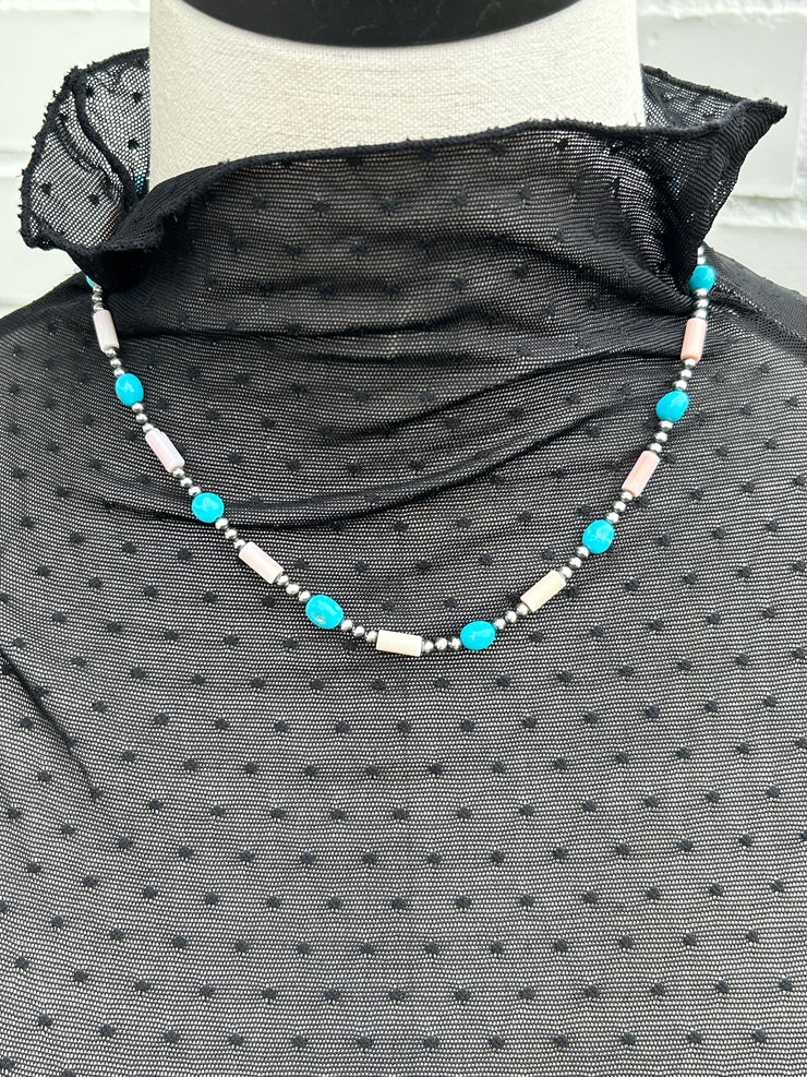 18" Kingman and "Cotton Candy" Necklace