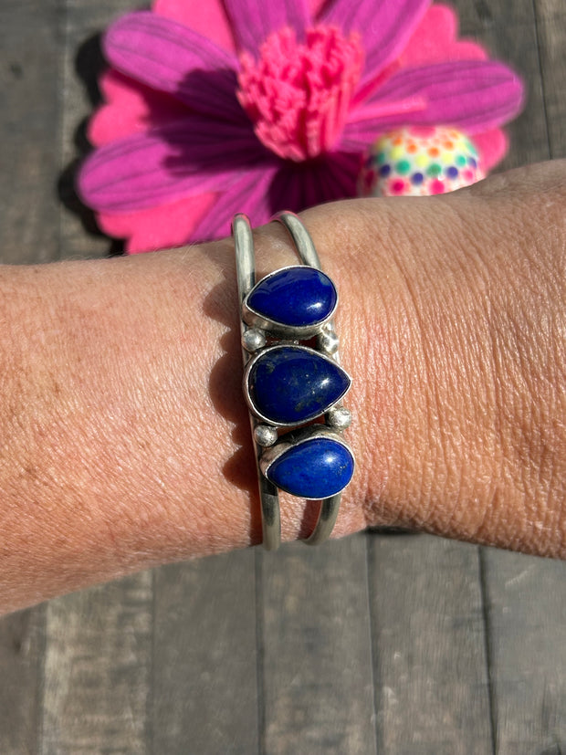 3 Stone Lapis Cuff