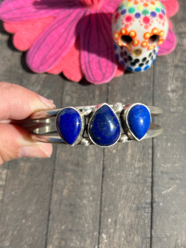 3 Stone Lapis Cuff