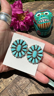 Light Blue Kingman Turquoise Cluster Earrings