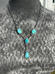 4 Stone Sonoran Turquoise Mini Lariat Set-1