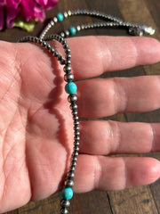 18" "Navajo Style" Sterling Pearl and Turquoise "Must Have" Necklace