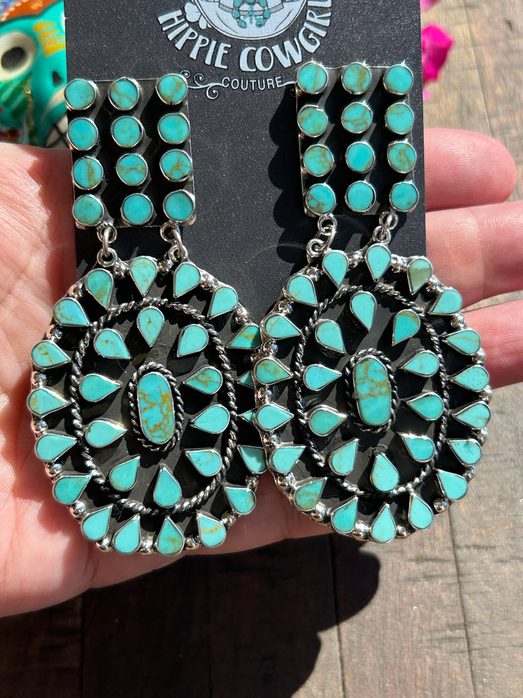 Turquoise Cluster Earrings