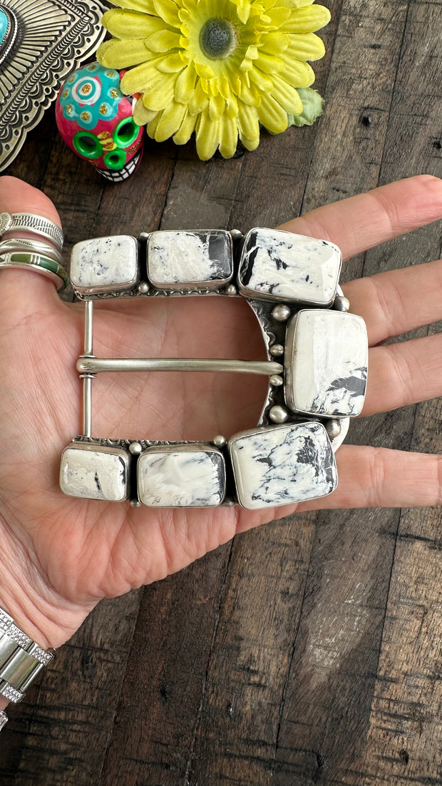 White Buffalo Belt Buckle 1-2