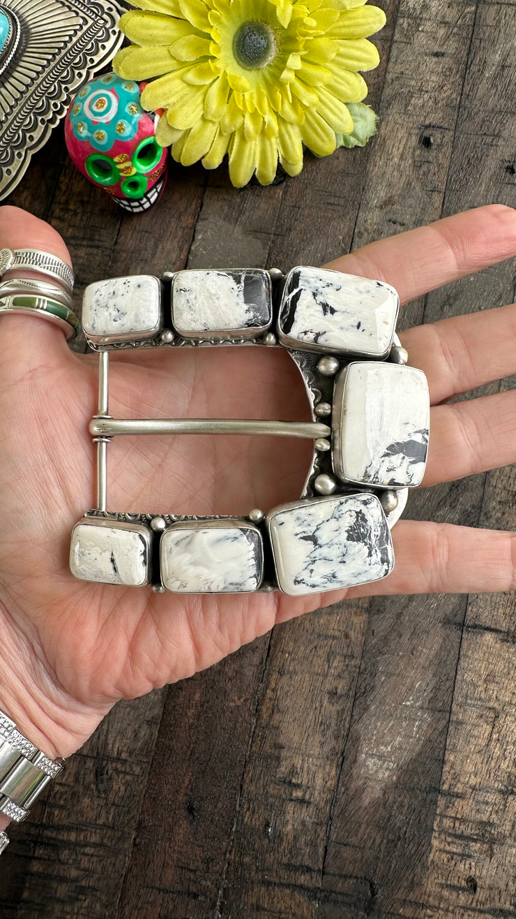 White Buffalo Belt Buckle 1-2