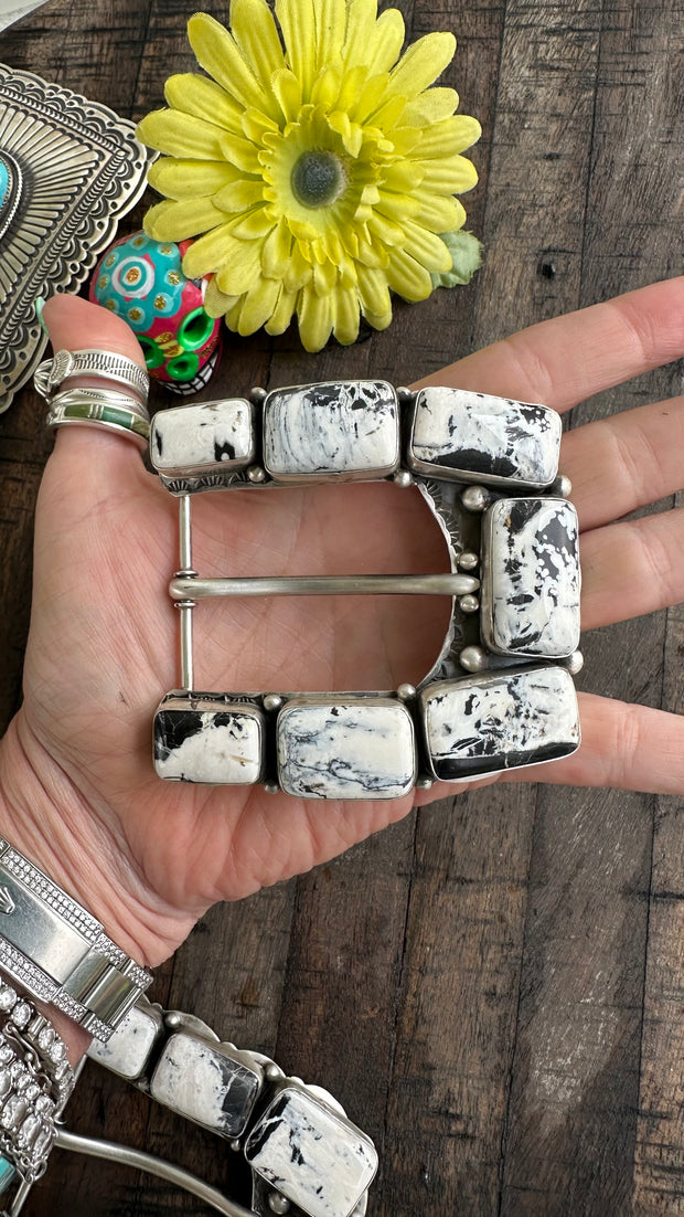 White Buffalo Belt Buckle 1-2