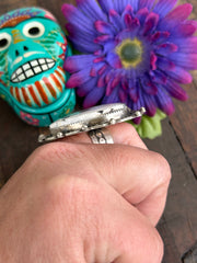 Adjustable White Buffalo Heart Ring