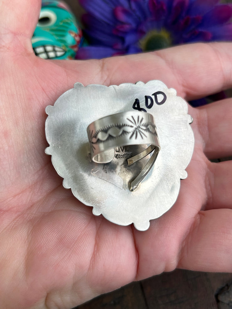 Adjustable White Buffalo Heart Ring