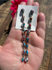 7 Stone Pink Dahlia Earrings #1