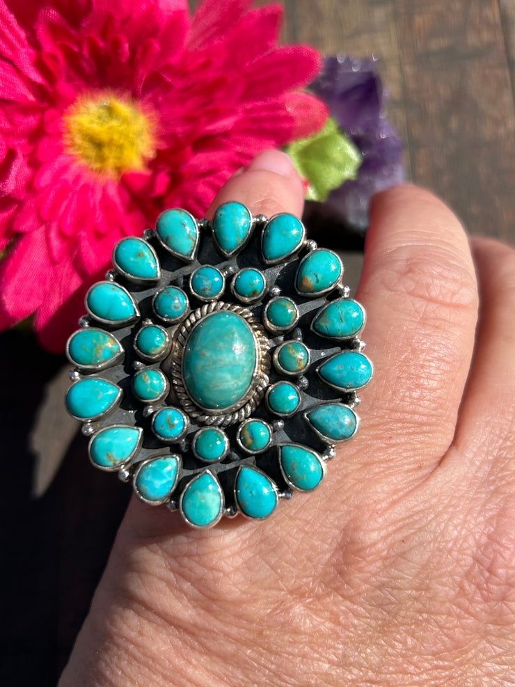 Adjustable Kingman Cluster Ring #2