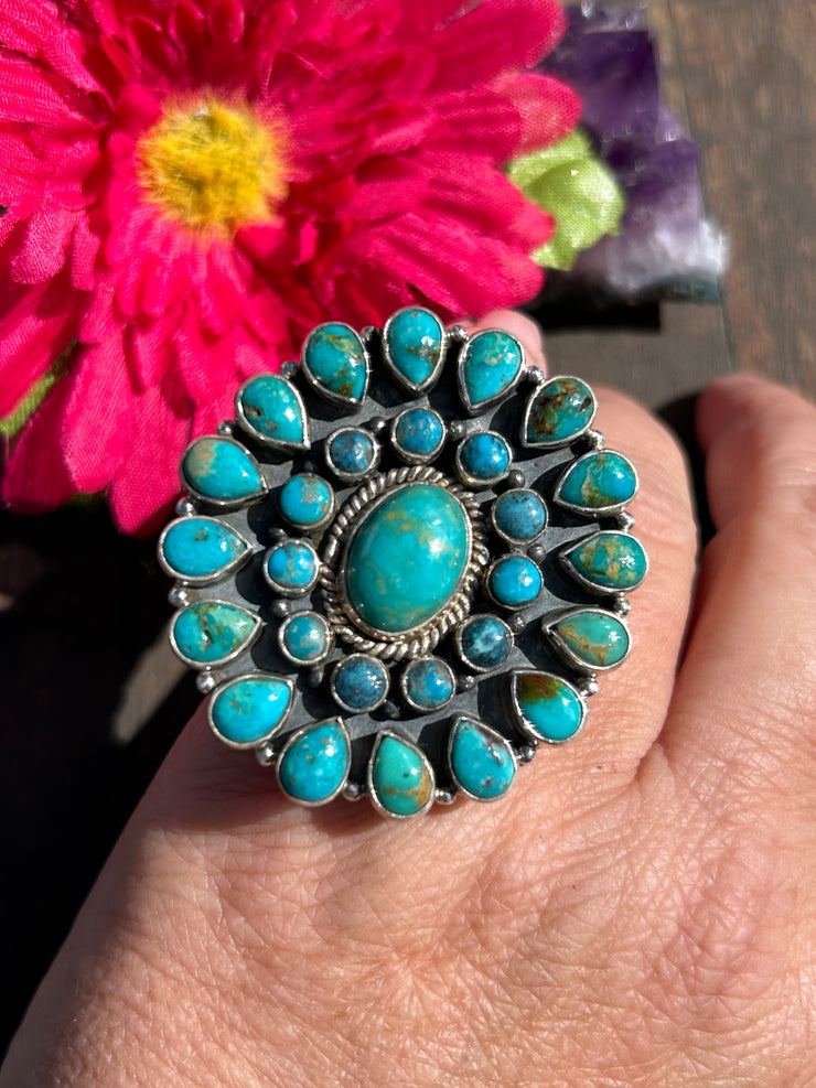 Adjustable Kingman Cluster Ring #7