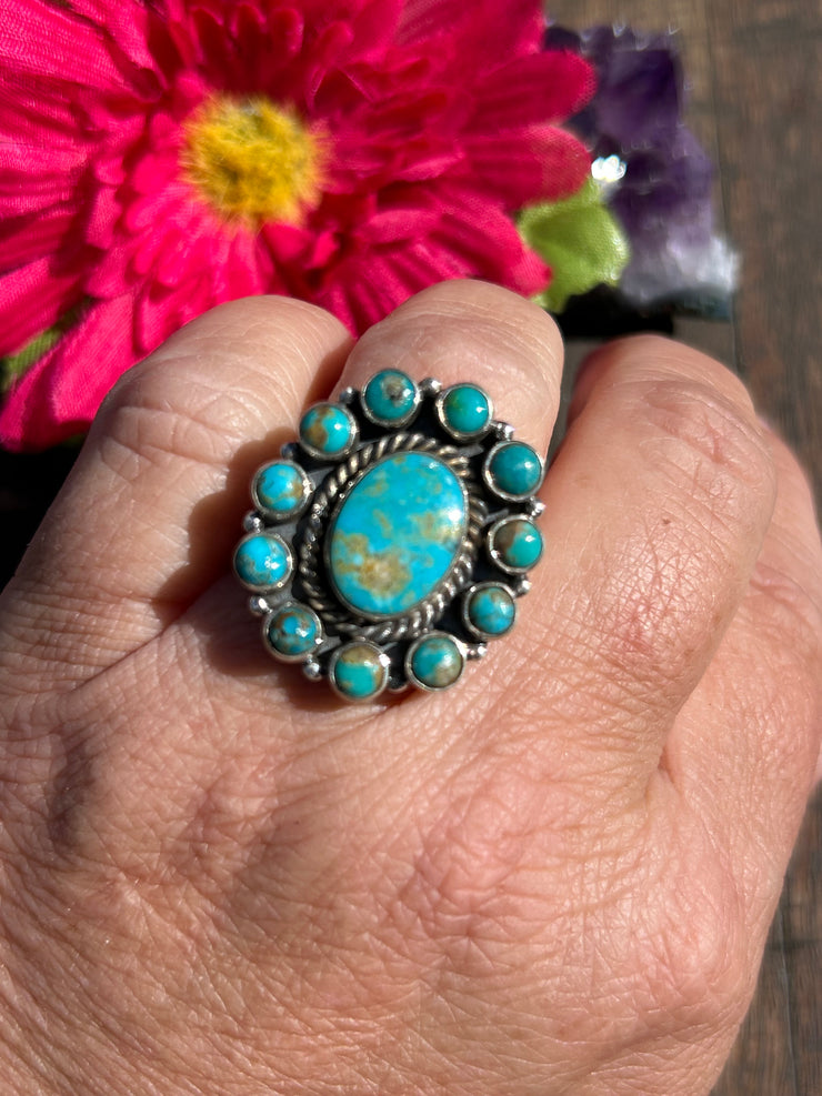 Adjustable Kingman Cluster Ring #1