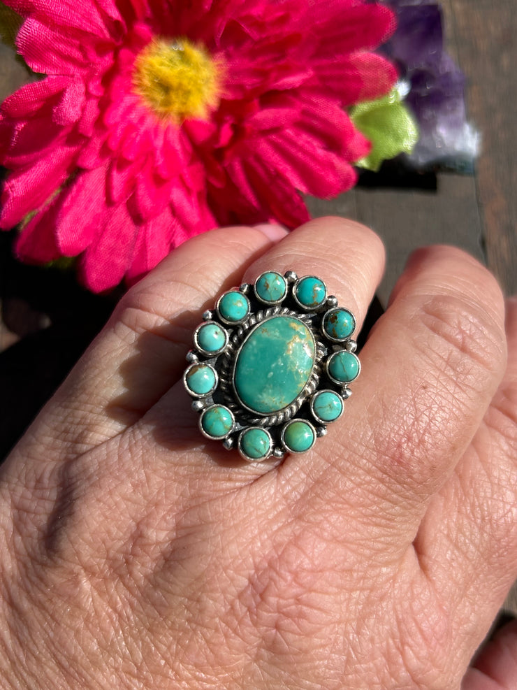 Adjustable Kingman Cluster Ring #4