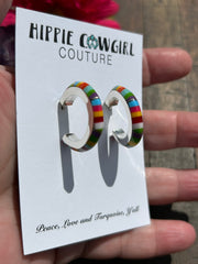 1" Multi-Color Hoop Earrings