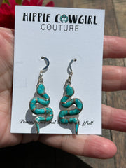 Turquoise Inlay Snake Earrings