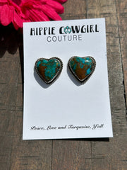 Ceremonial Turquoise Heart Earrings