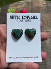 Ceremonial Turquoise Heart Earrings