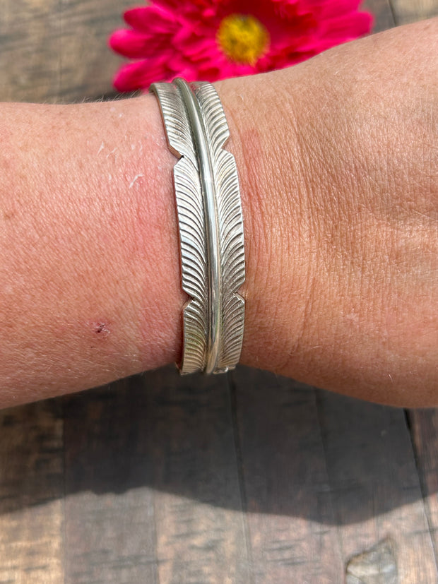 Sterling Feather Cuff-Large