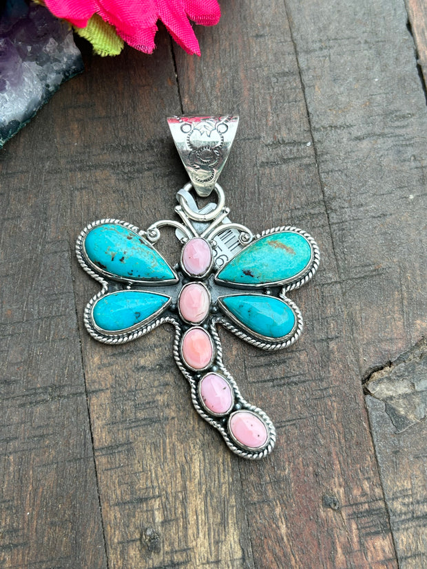 Kingman and "Cotton Candy Dragonfly "Pendant