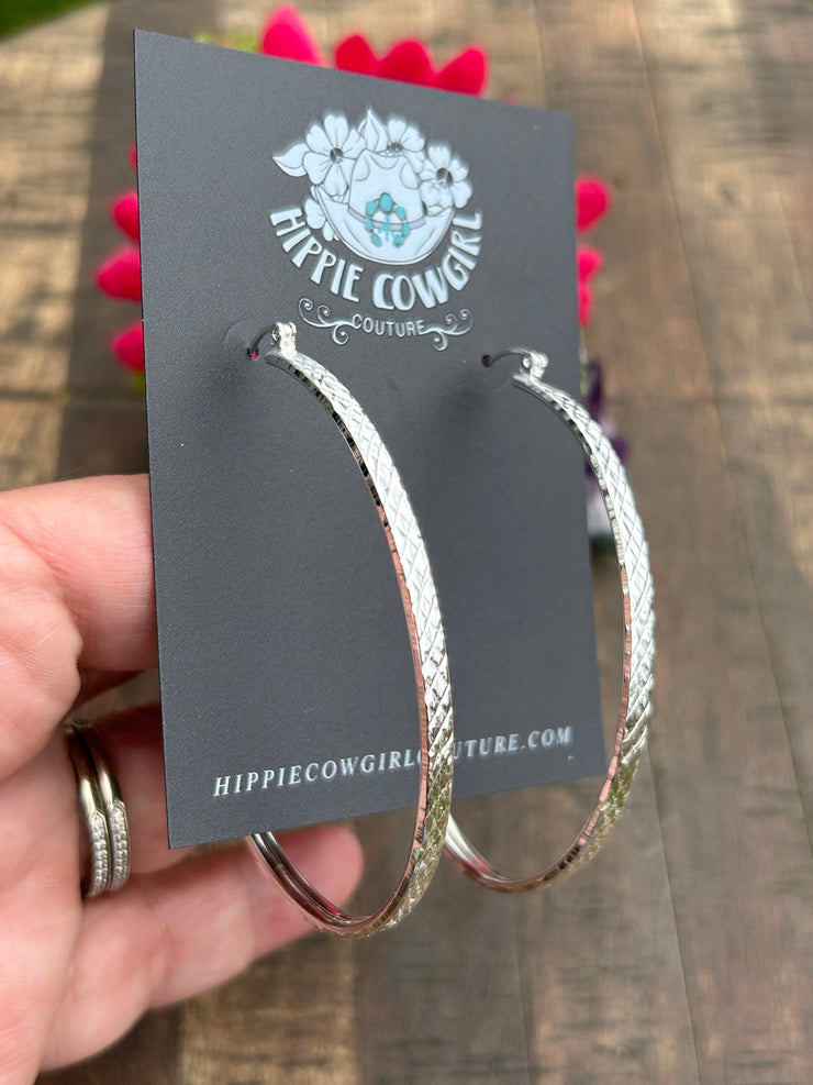 Shimmer Cut Hoop Earrings