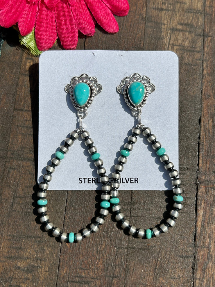 Kingman and Sterling Pearl Dangle Earrings