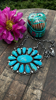 Kingman Turquoise Cluster Necklace