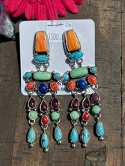 Multi Stone Dangle Earrings- A