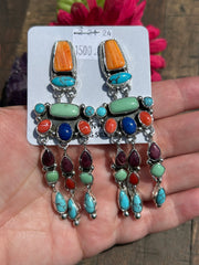 Multi Stone Dangle Earrings- A