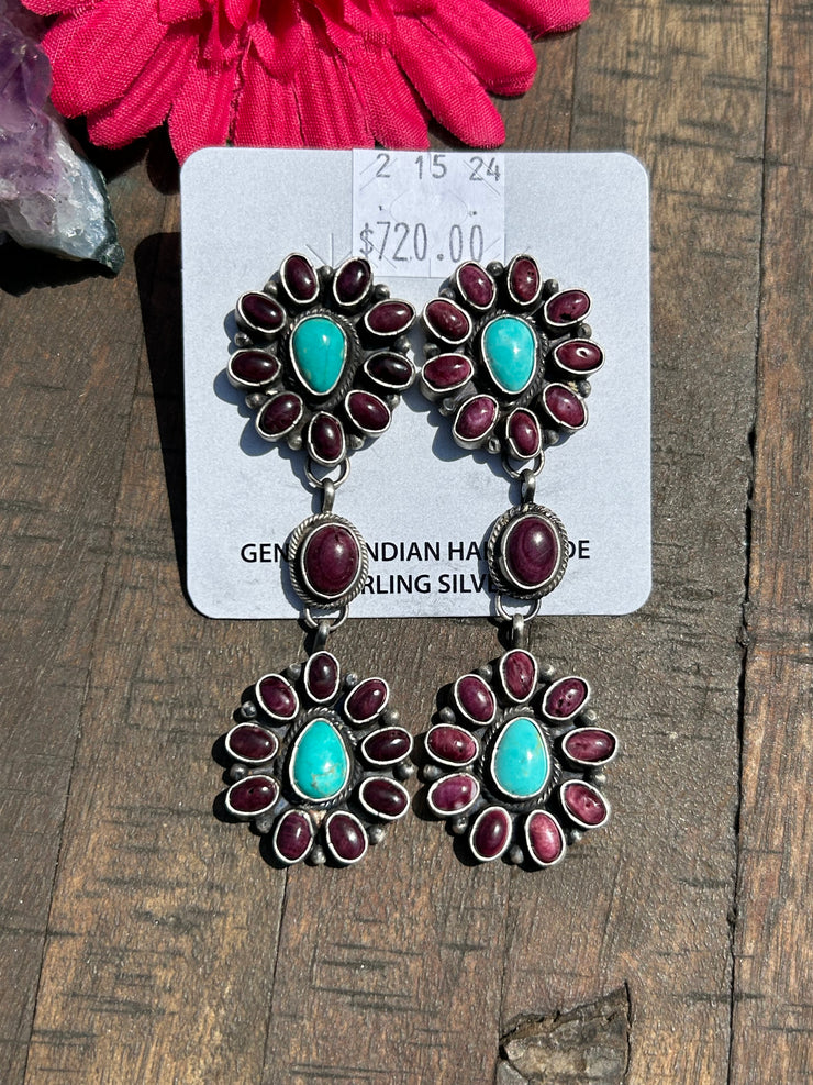 Carico Lake and Purple Spiny Dangle Earrings