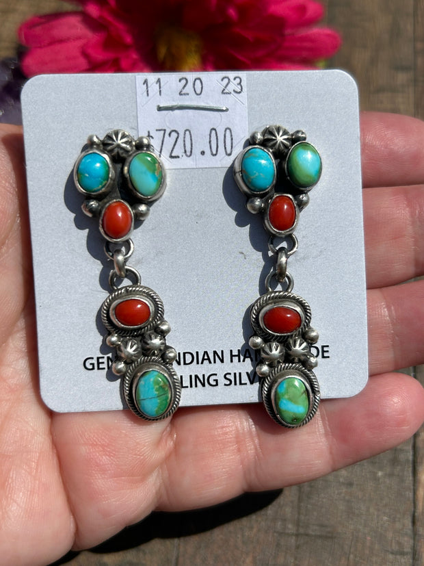 Sonoran and Coral Dangle Earrings