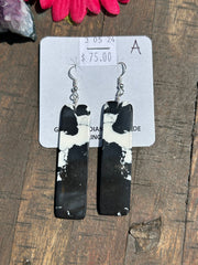 White Buffalo Slab Dangle Earrings- A