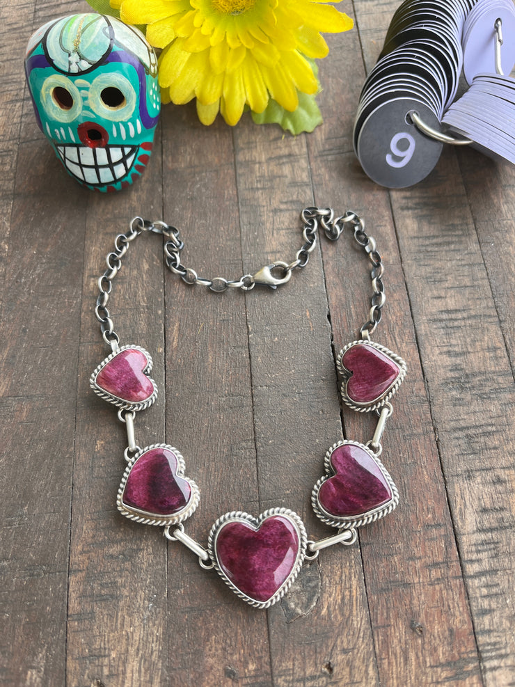 Purple Spiny 5 Heart Necklace- 9