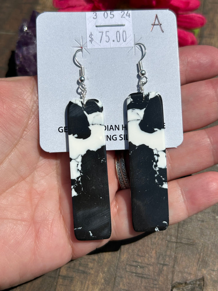 White Buffalo Slab Dangle Earrings- A