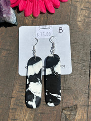 White Buffalo Slab Dangle Earrings- B