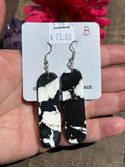 White Buffalo Slab Dangle Earrings- B