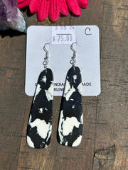 White Buffalo Slab Dangle Earrings-C